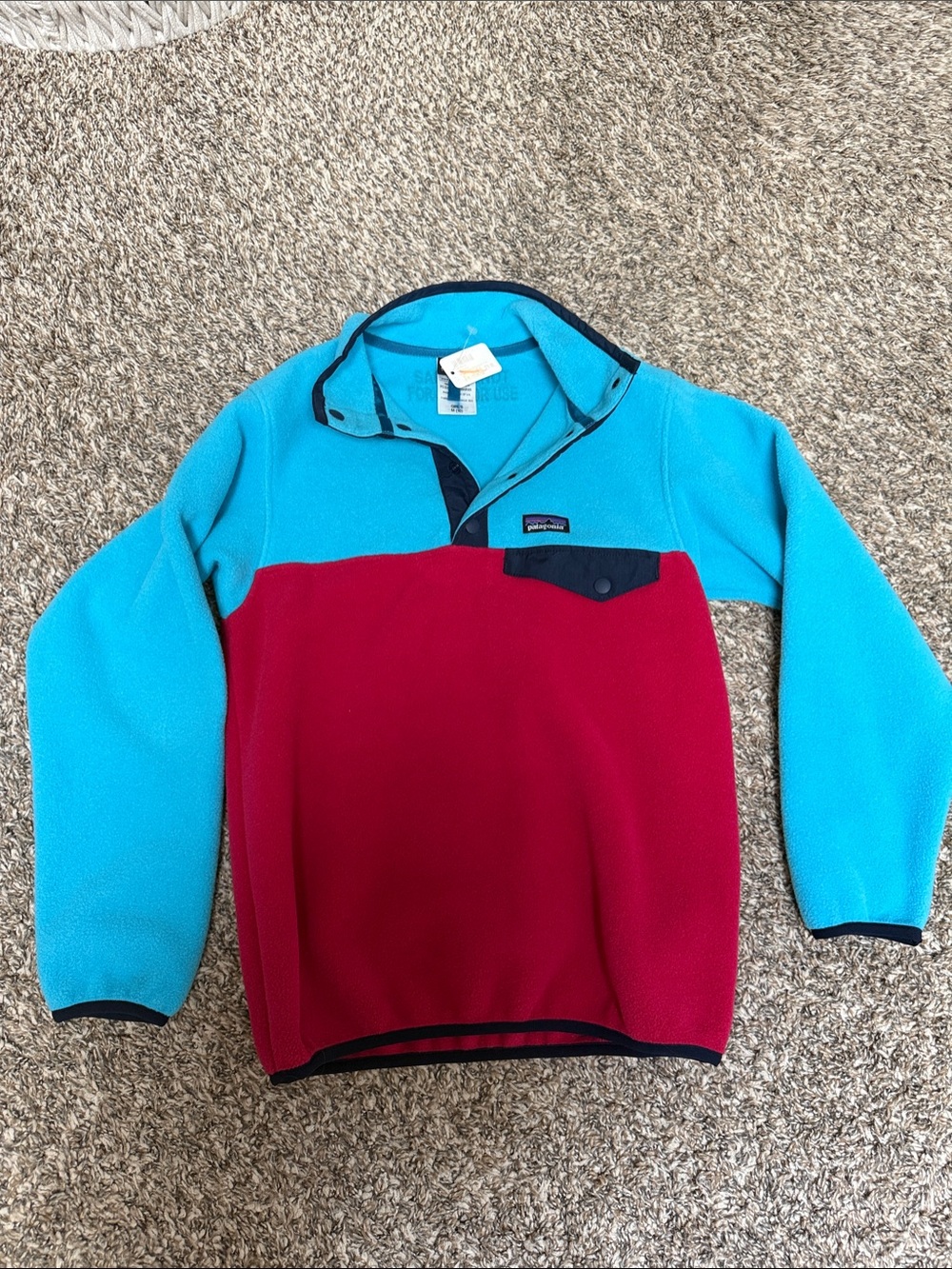 Patagonia Kids Colorblock Fleece Pullover - Teal & Red